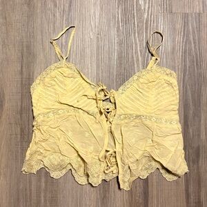 Zara Mustard Lace Detail Blouse